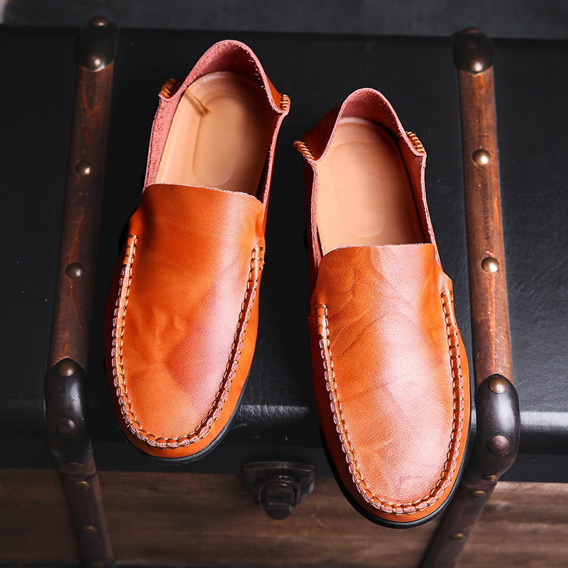 Men's Leather Loafers with Stitched Detail