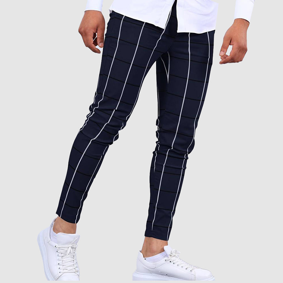 Striped slim fit pants for men