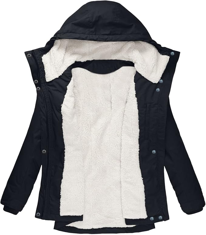 Stylish medium-length hooded winter jacket for women