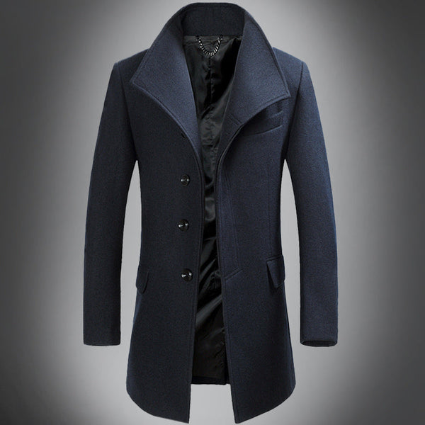 Men’s Wool Overcoat - Tailored Fit - Single-Breasted with Notch Lapels - Classic Style