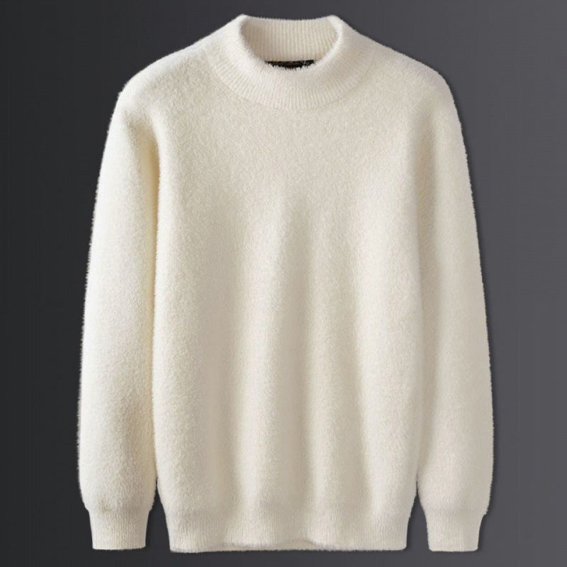 Men's warm sweater with half turtleneck