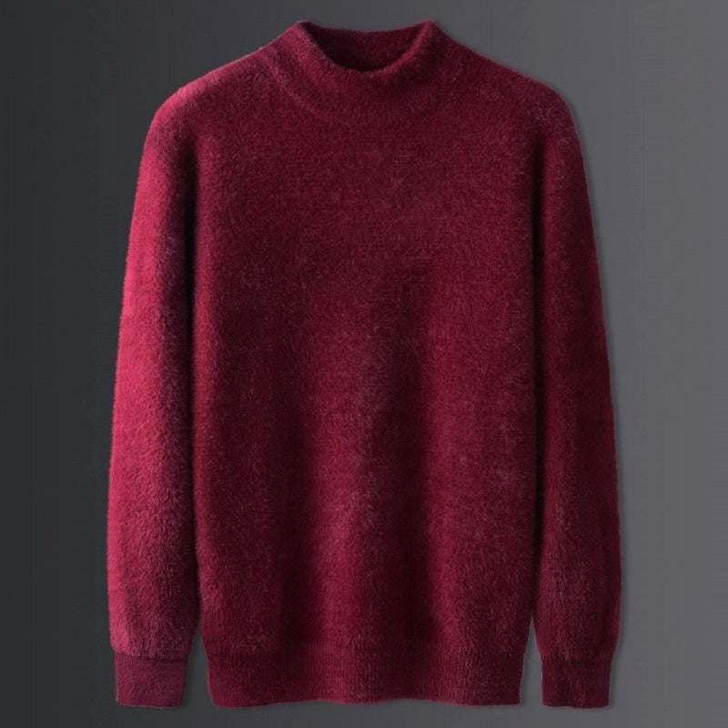 Men's warm sweater with half turtleneck