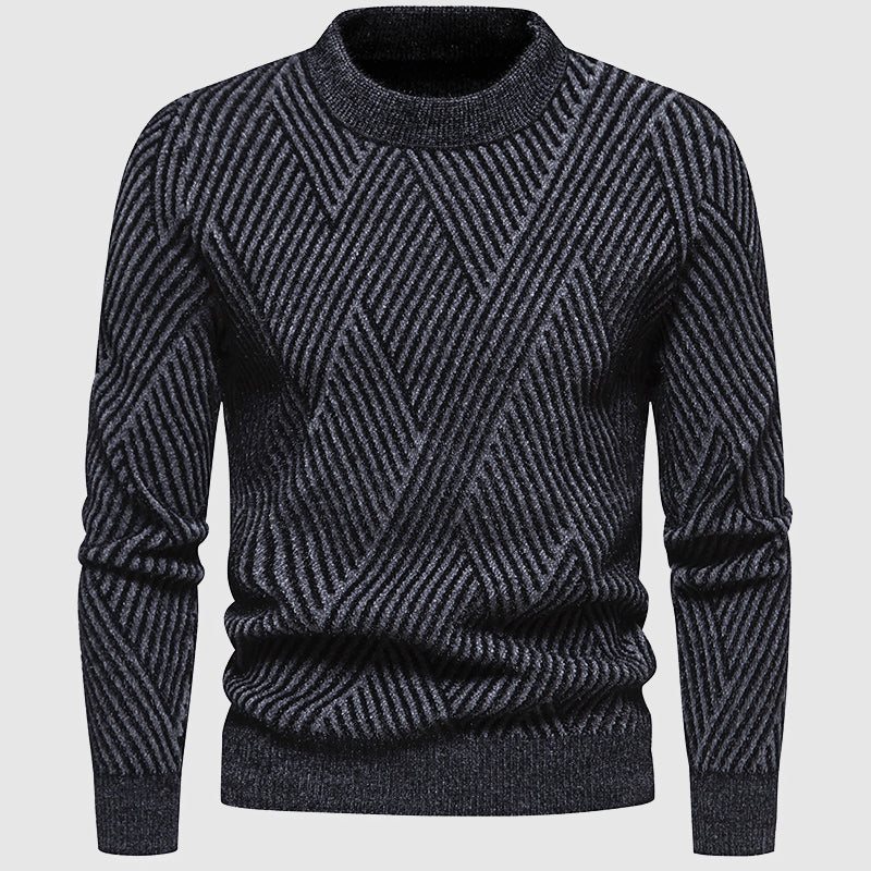 Long sleeve sweater with diamond pattern for men