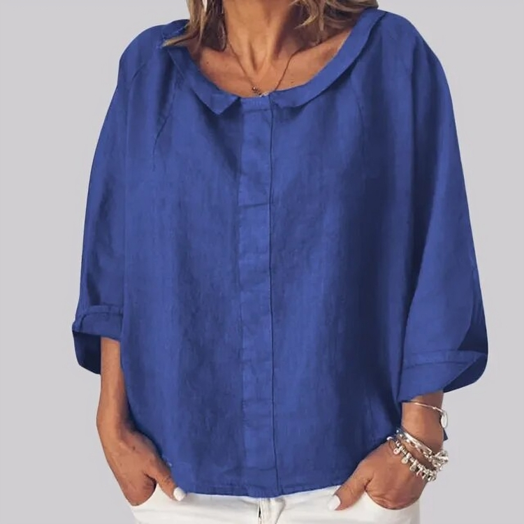 Elegant vintage round neck long sleeve blouse for women