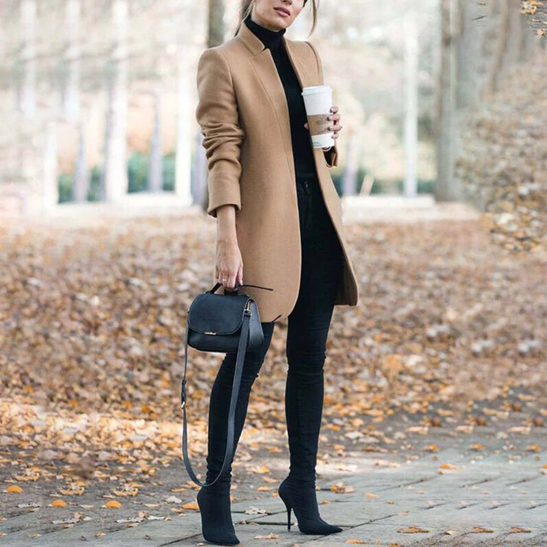 Women's classic collarless coat