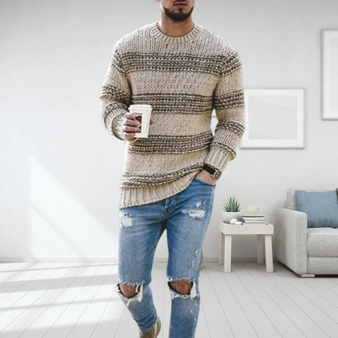 Casual striped loose knitted sweater for men