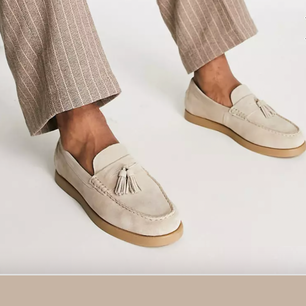 Men’s tassel slip-on frosted leather shoes