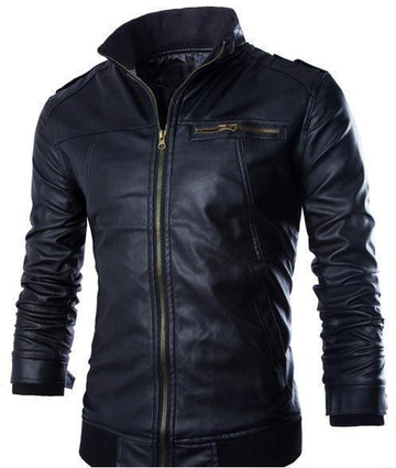 Jeremias - men's leather jacket with stand collar