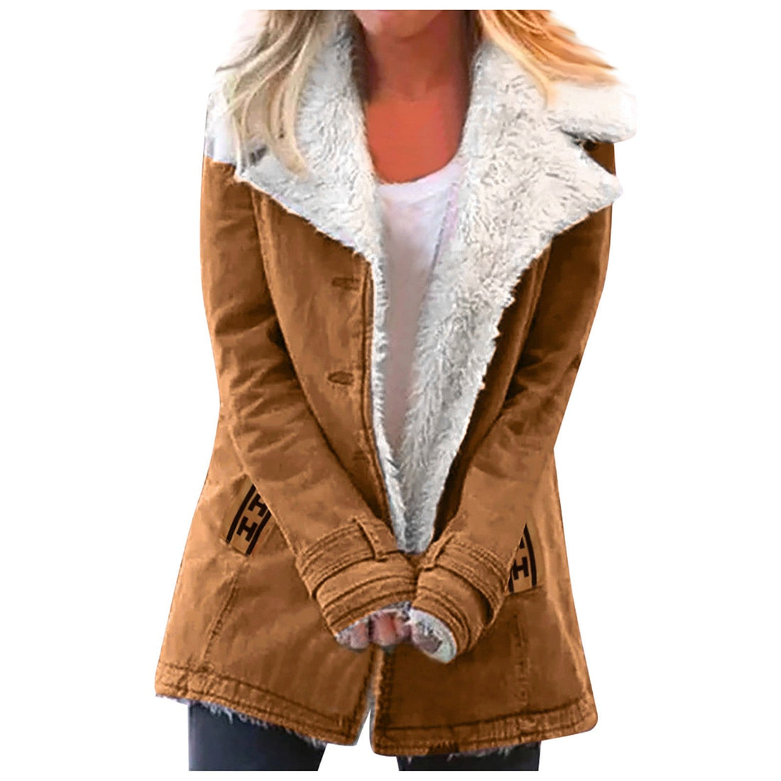 Women's jacket with lapel collar and long sleeves for winter wear