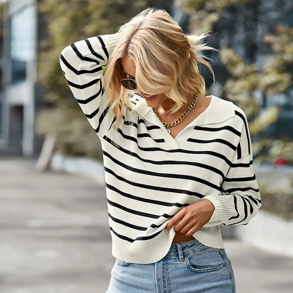 Women's striped pullover sweater for everyday casual style