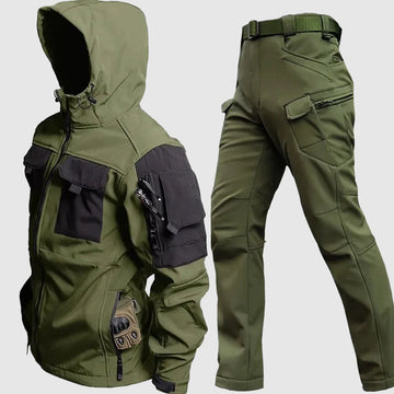 Men's hooded softshell jacket and cargo pants set