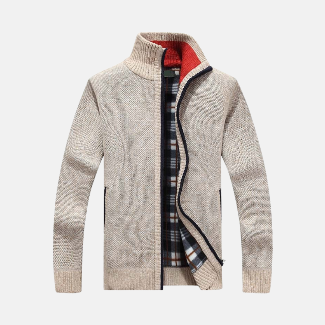 Oscar Sweater Jacket | Funnel Collar Zip Front Sweater Jacket