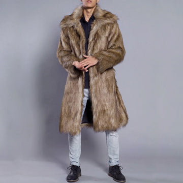 Men’s Fur Coat – Faux Fur – Oversized Fit – Full Length – Wide Lapel Statement Style