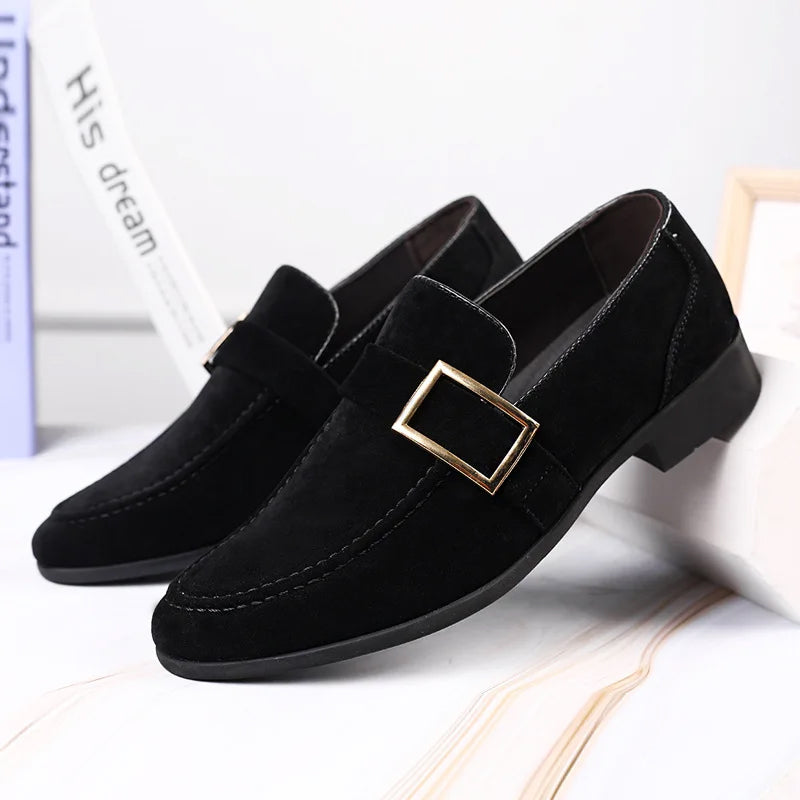 Men's faux leather shoes with buckle design