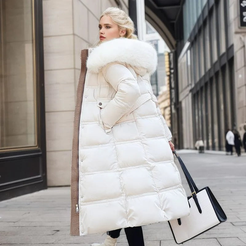 Women's belted puffer coat