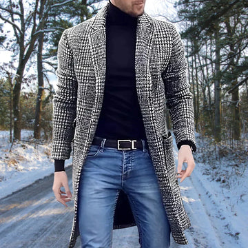 Mid-length double-breasted coat for men