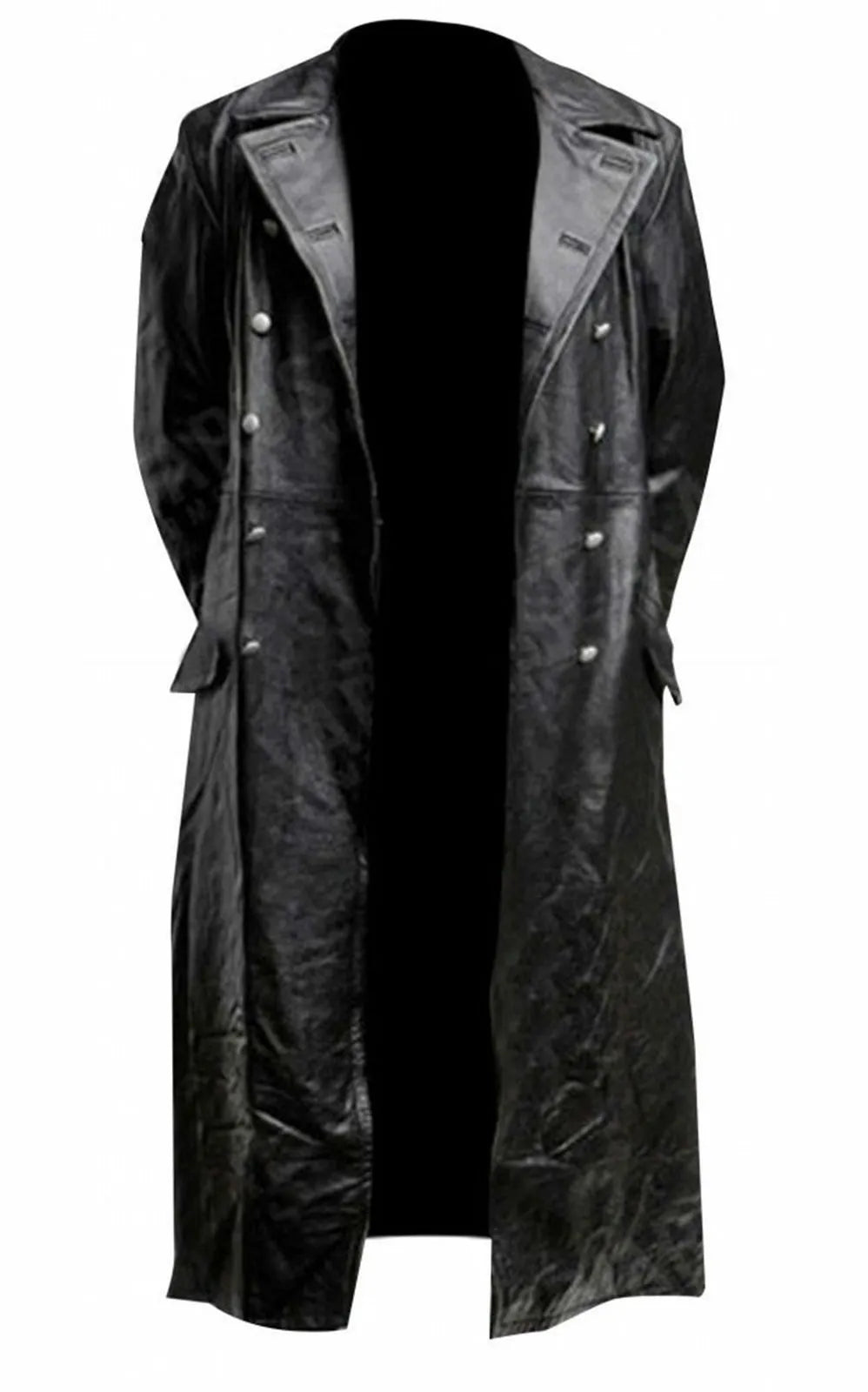 Men’s Leather Trench Coat - Genuine Leather - Full Length - Double-Breasted Classic Fit