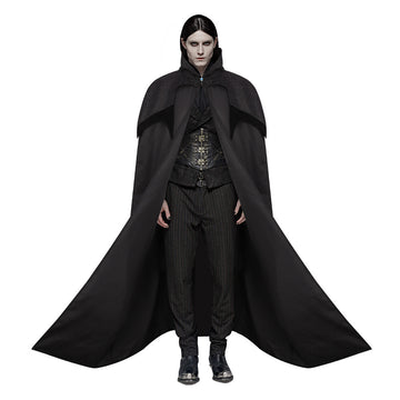 Halloween party retro cloak with stand collar and button closure