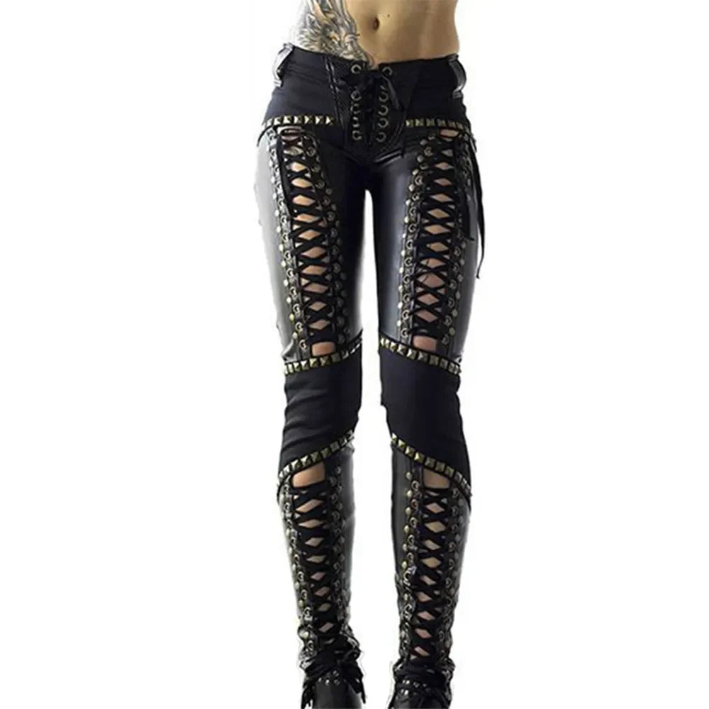 Raven -Women's Lace-up Gothic Style Pants