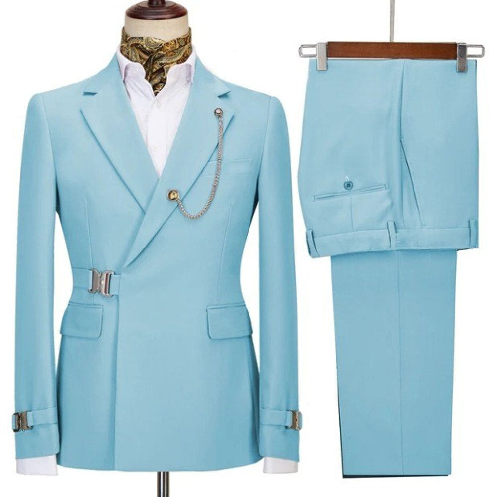 Double-breasted men's luxury suit with trousers