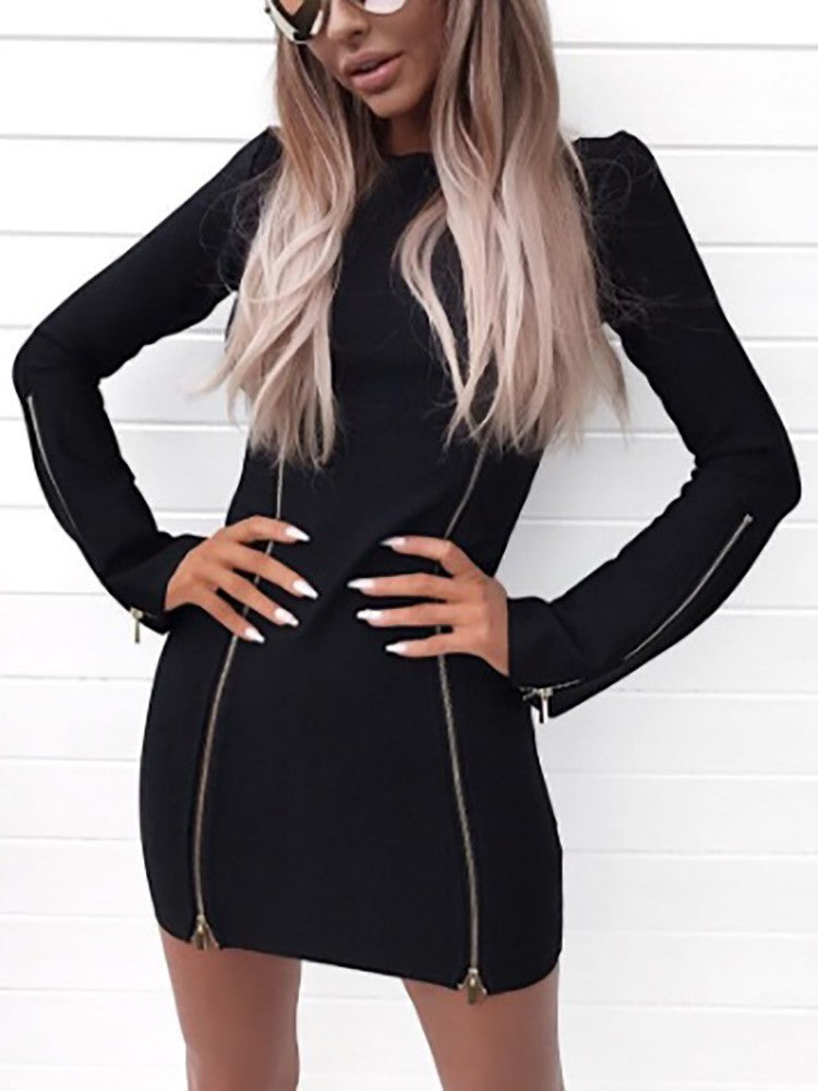 Women's zipper long sleeve dress