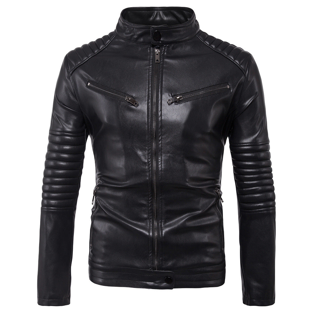 Men's casual biker jacket with zippered pockets