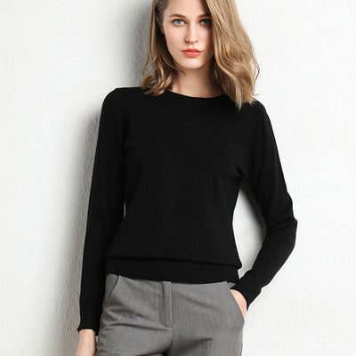 Women's O-neck knitted pullover for spring and autumn