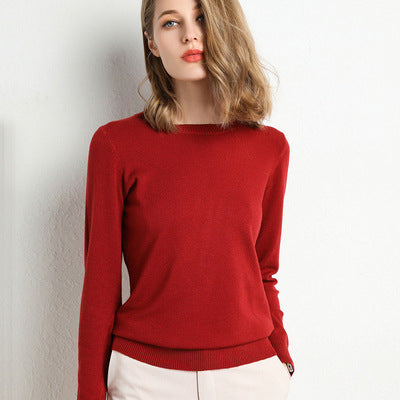 Women's O-neck knitted pullover for spring and autumn