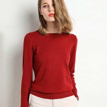 Women's O-neck knitted pullover for spring and autumn