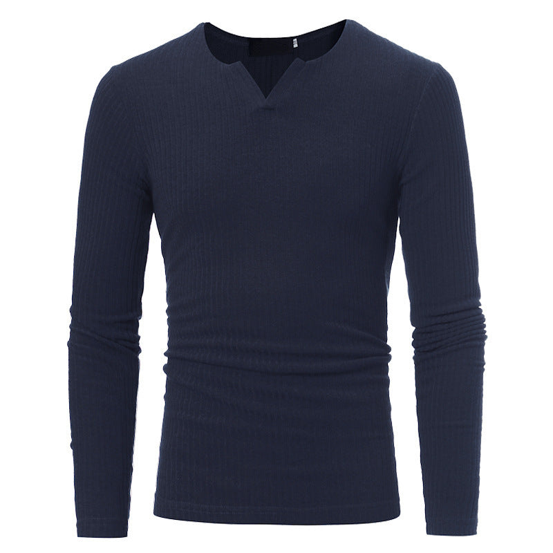 Men’s Ribbed Knit Sweater - Slim Fit - V-Notch Neckline - Long Sleeve Stylish Layer