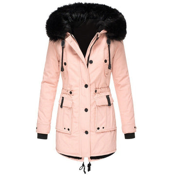 Women's winter parka fur collar coat