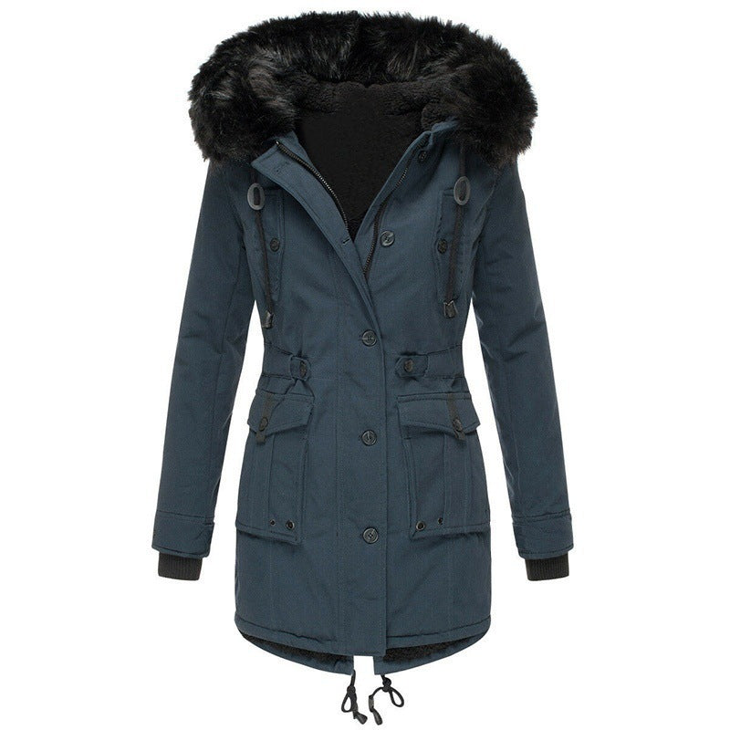 Women's winter parka fur collar coat