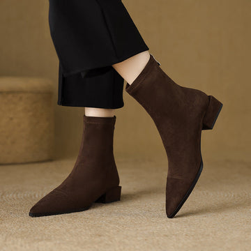 Elisa Slim Fit Ankle Boots | Pointed Toe Block Heel Boots