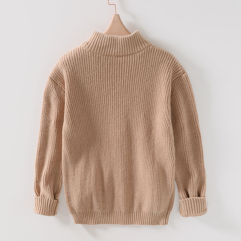 Noah Ribbed Cardigan Sweater | Stand Collar Zip Front Sweater