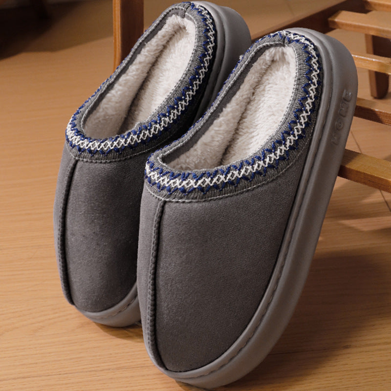 Sienna Relaxed Fit Slip-On Slippers | Fleece Lined Embroidered Trim Slip-On Slippers