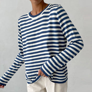 Women's striped crewneck long-sleeve top