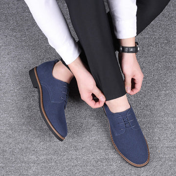 Men’s Derby Shoes - Casual Fabric Upper - Round Toe - Comfortable Low Heel