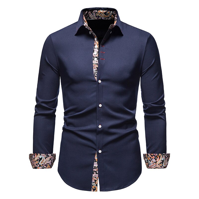 Men's button-up shirt with paisley accents