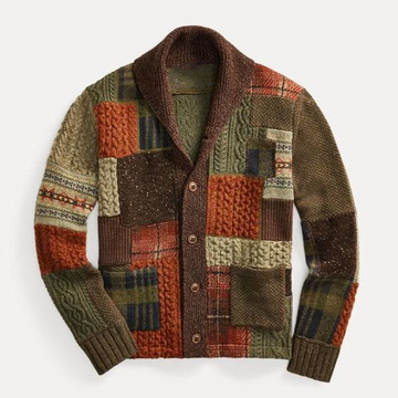Drake | Patchwork Knit Cardigan with Shawl Collar
