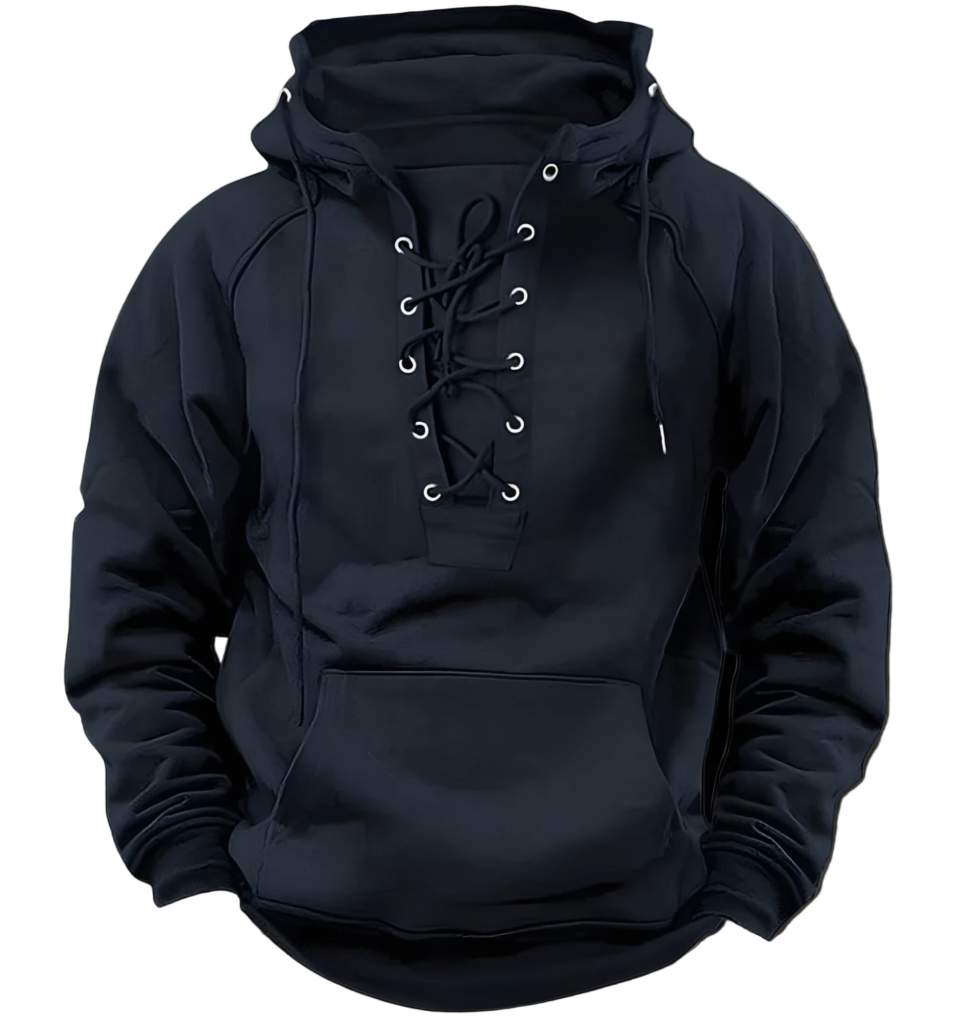 Men’s Hoodie - Knit Blend - Hooded - Lace-Up Front