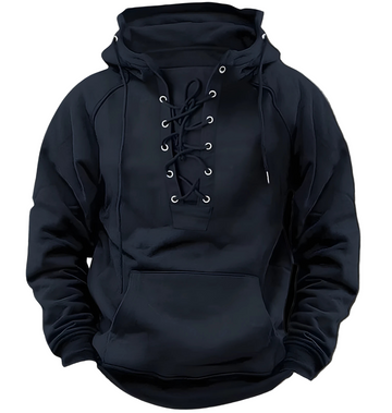Men’s Hoodie - Knit Blend - Hooded - Lace-Up Front