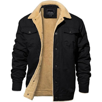 Men’s Trucker Jacket - Cotton Blend - Shearling Lined - Relaxed Fit - Button-Up Casual Wear