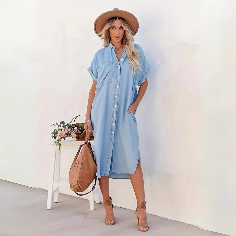 Marleen - Stylish and Practical Shirt dress with Short Sleeve