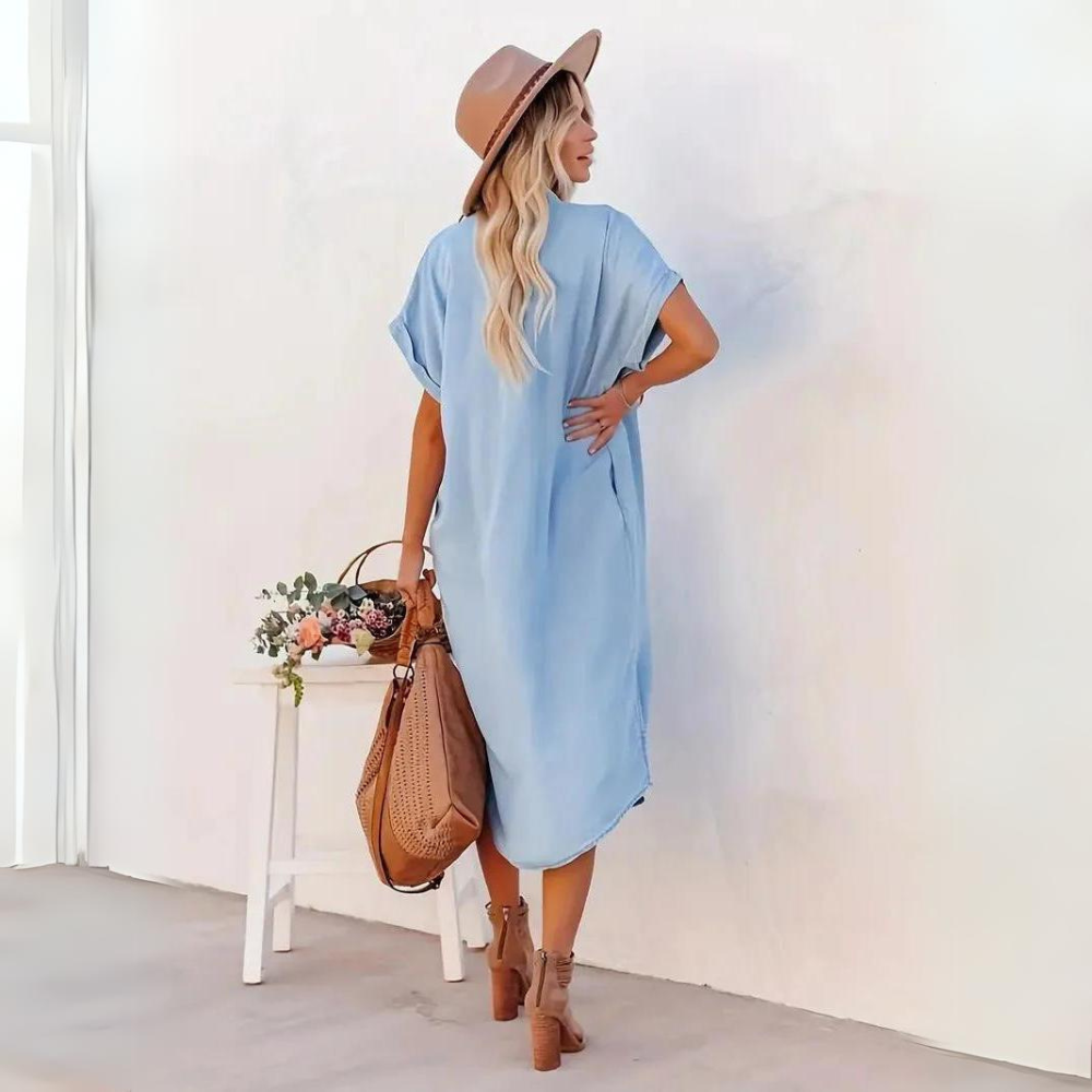 Marleen - Stylish and Practical Shirt dress with Short Sleeve