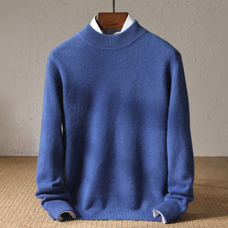 Men's winter sweater with long sleeve and high collar