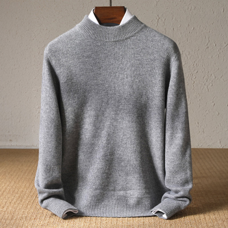 Men's winter sweater with long sleeve and high collar