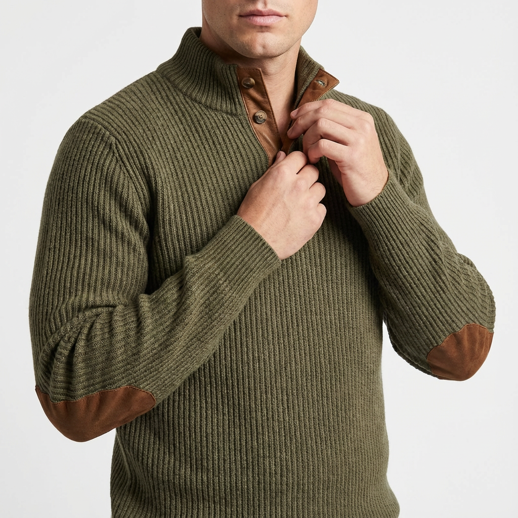 Flynn | Knit Sweater with Contrast Suede Elbow Patches