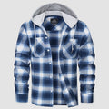 Men's Flannel Plaid Shirt Hoodie Fleece Shirt - MAGCOMSEN