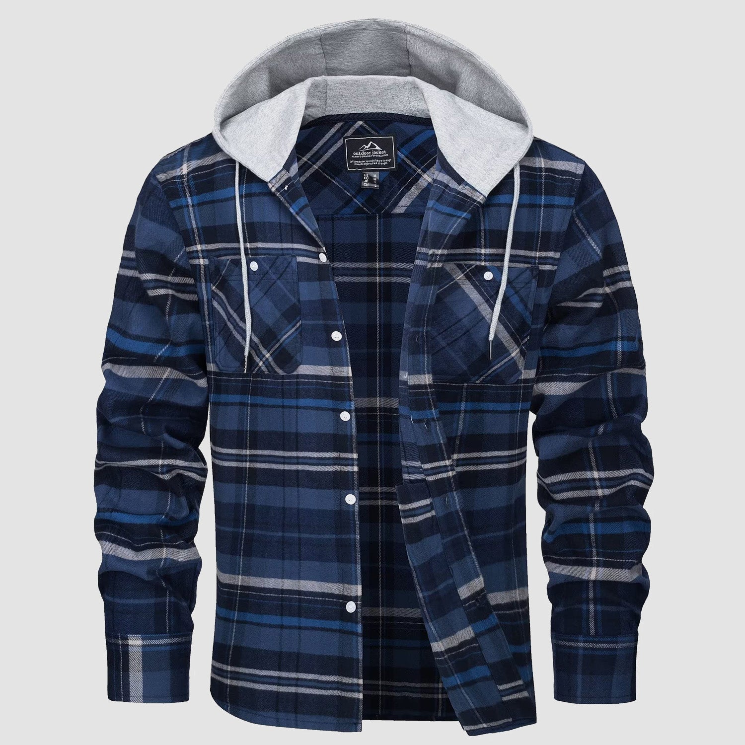 Men's Flannel Plaid Shirt Hoodie Fleece Shirt - MAGCOMSEN