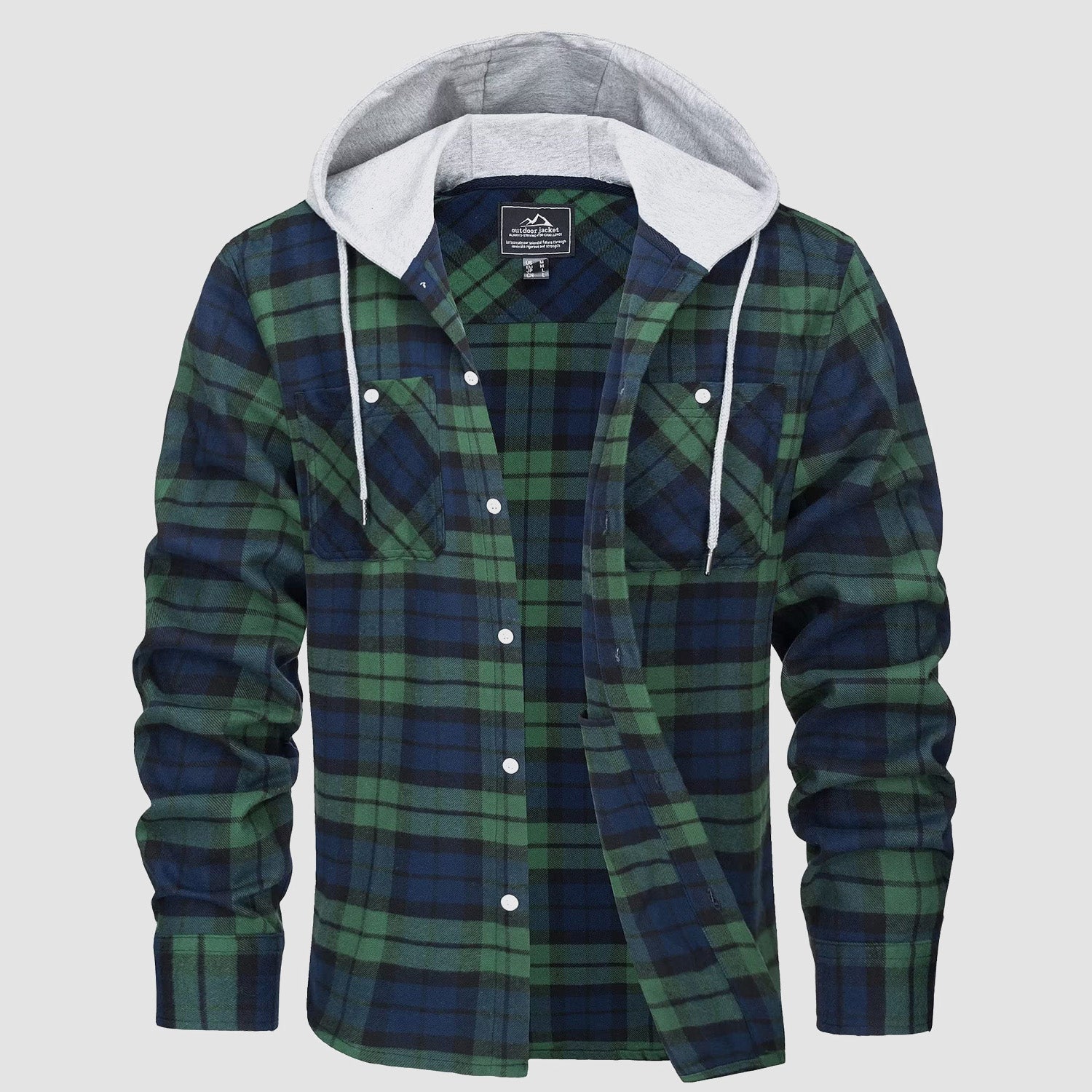 Men's Flannel Plaid Shirt Hoodie Fleece Shirt - MAGCOMSEN